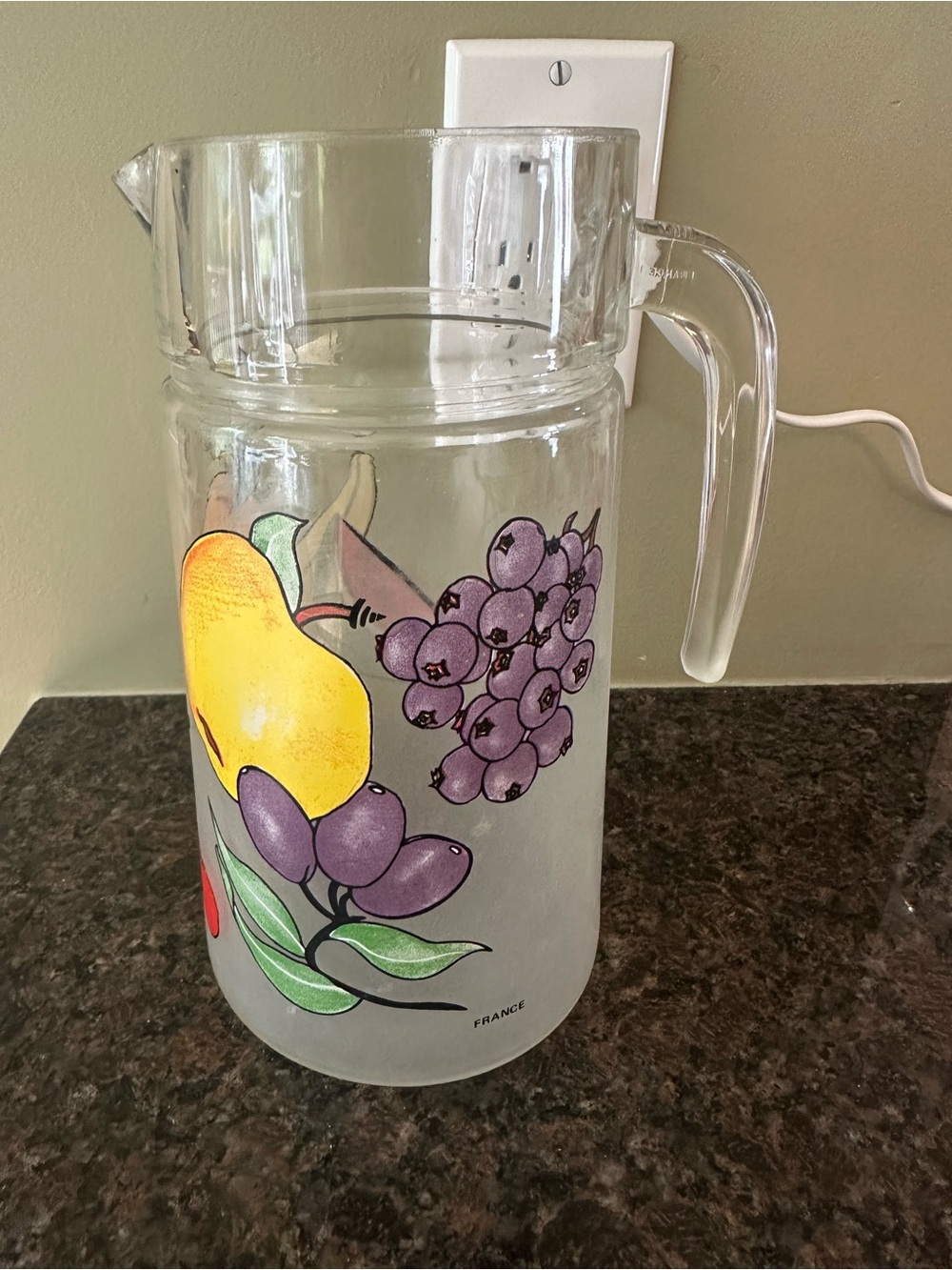 Vintage Dartington France Fruit Frosted Glass Pitcher